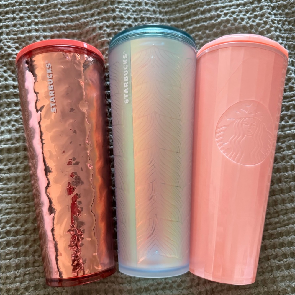 Starbucks Tumbler Set - Pink, Blue, and Red